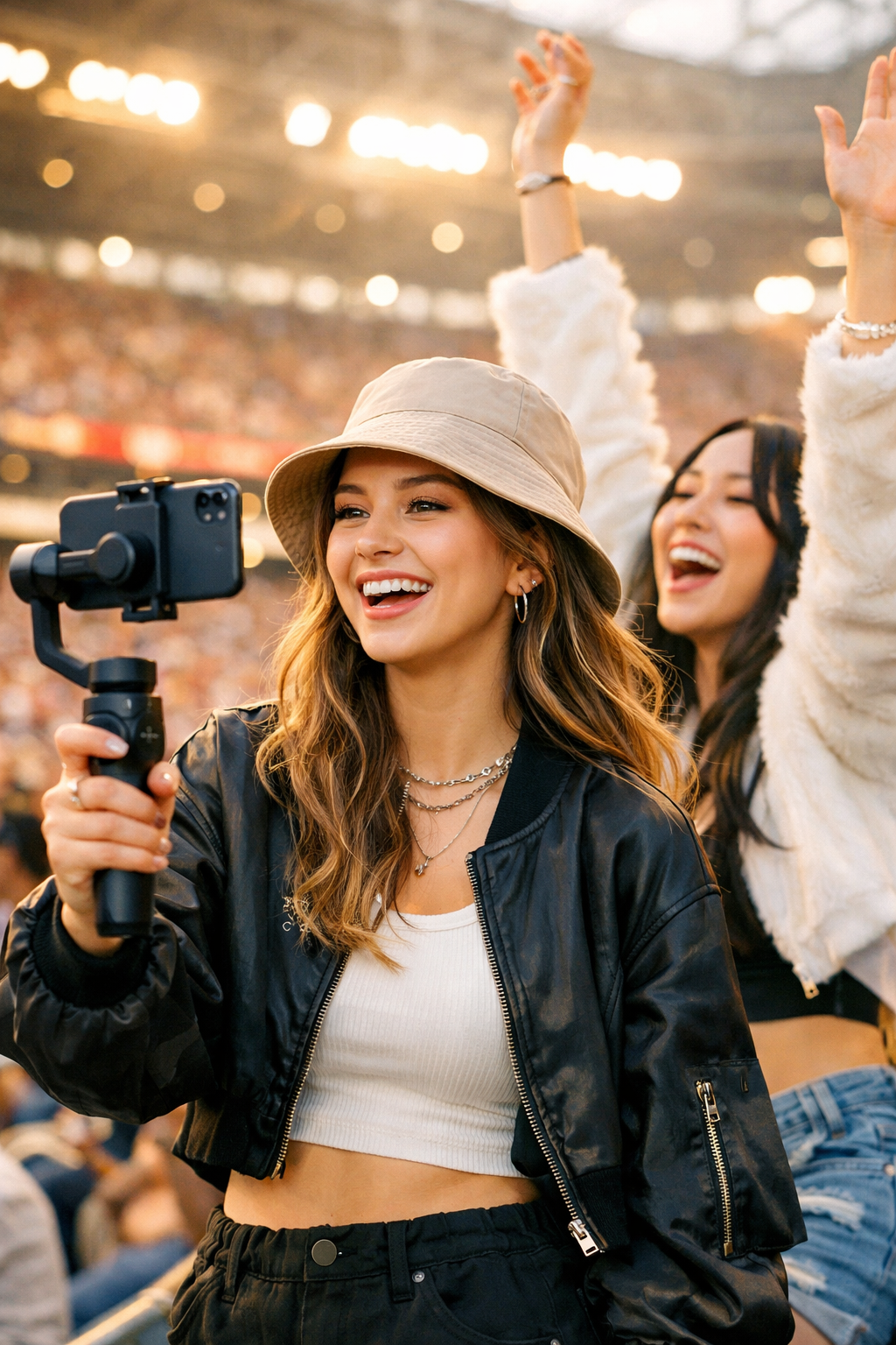 Sports content creator at a live event